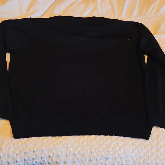 Mens Black Vneck Wool Sweater Lg - Picture 4 of 4